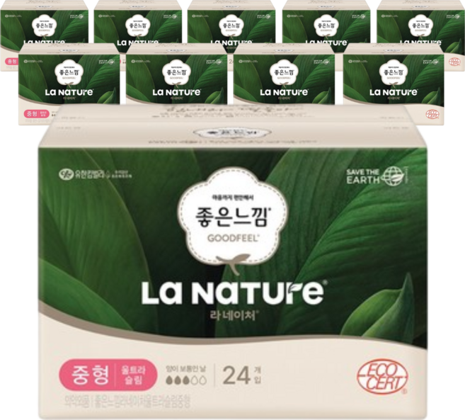 라네이처 좋은느낌 울트라 생리대 날개형, 24개입, 10개