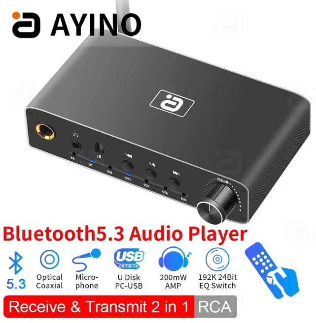 AYINO DA310B 5.3 송신기 무선 오디오 어댑터 Bluetooth 2 in 1 동축 광 디지털-아날로그 변환기 PC-USB, 04 DA310B EU