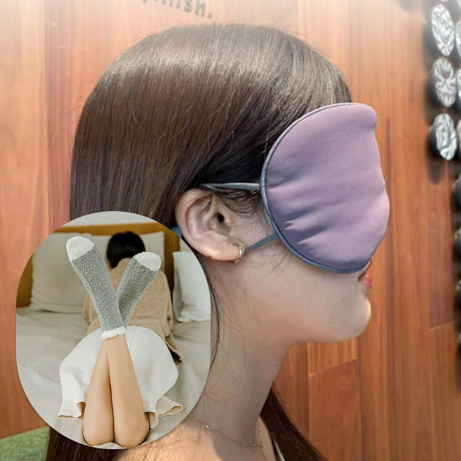 여성전용 암막 실크 수면안대 보들보들 수면양말