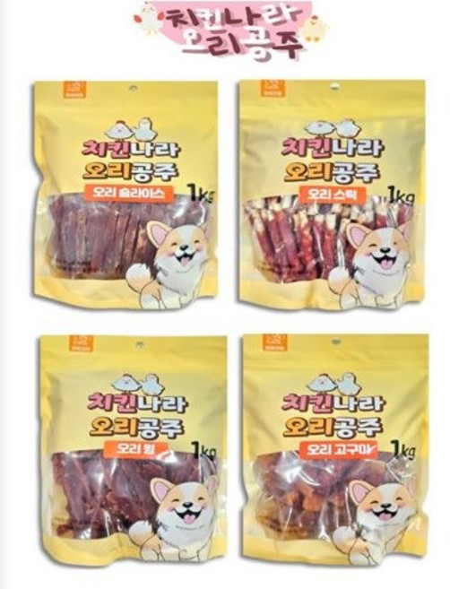 펫츠 강아지간식 대용량 1KG 치킨나라 오리공주, 1개