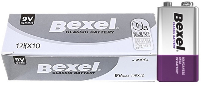 벡셀 배터리 망간 건전지 6F22 9V 1알, 10개, 1개입