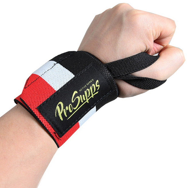 프로랩 헬스 손목 스트랩 아대 좌우 세트, 레드&블랙, 1세트