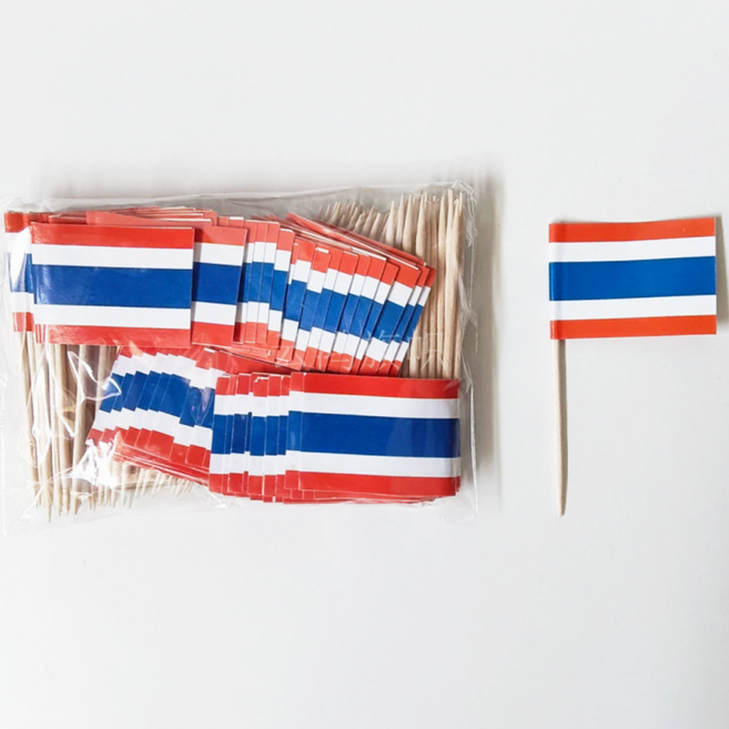 국기픽 이쑤시개 장식용 음식데코 파티용품 태국 국기 100개, 1개, 상세페이지 참조