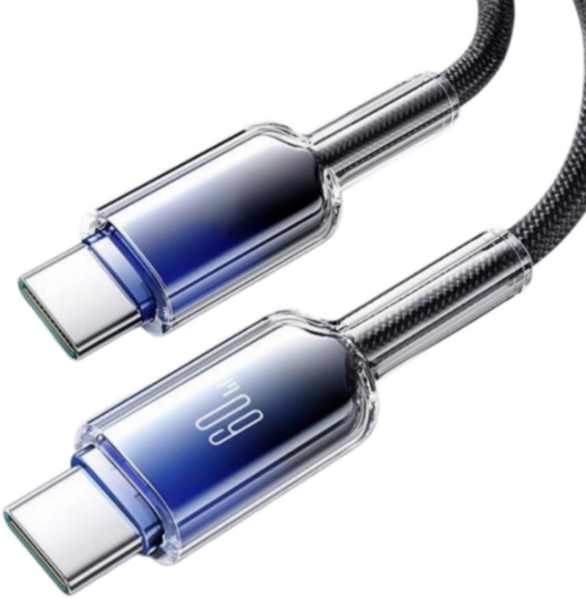 Rabbit Technolog 手機快充線 Type-C高速充電數據線 穩定耐用 雙Type-C充電線, 新款冰晶線-黑色-Type-C轉Type-C, 1個, 200cm