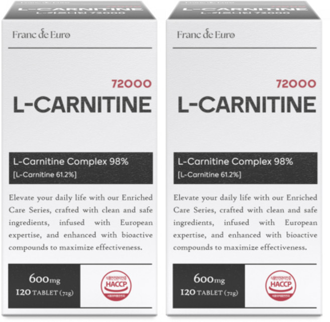 프랑드유로 L 카르니틴 72000 [순도 99.1%] 아르기닌, 2박스, 120정