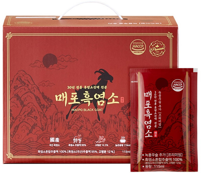 [프리미엄] 매포흑염소진액 115ml 60팩, 6.9L, 1박스