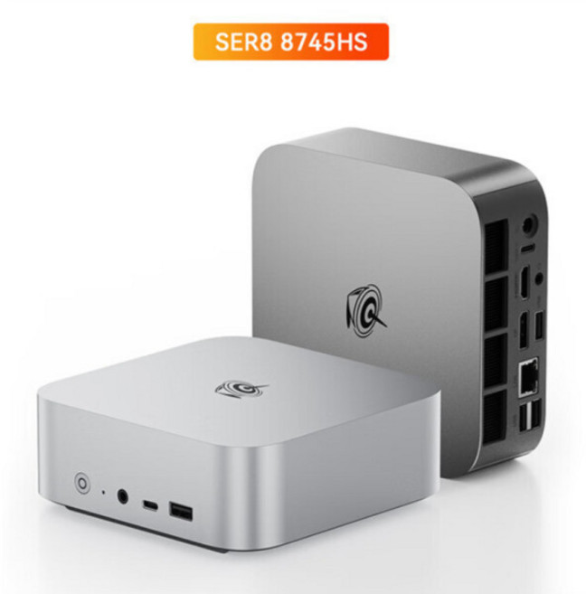 BEELINK 비링크 SER8 AMD 라이젠 R7 8745HS 미니 게이밍 PC 오피스용 멀티 mini PC 베어본, Free DOS, 0GB, 0GB, 실버