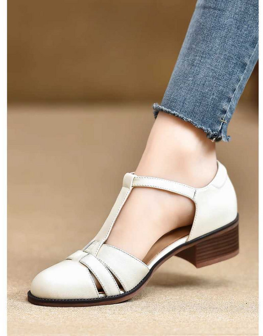 뒤막힌샌들 장마철 뒷꿈치 뒤꿈치막힌샌들 여름 여성, 1개, 오프 화이트 2225