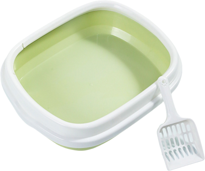 반려동물 고양이 화장실 소형 베이직 고양이 화장실 + 모래삽 세트, 녹색, 1