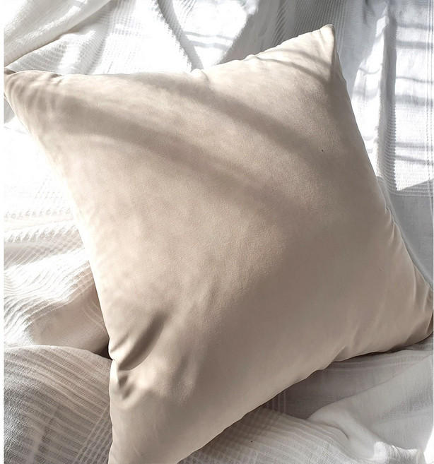 리드홈 션샤인 바이오워싱 파스텔 무지 쿠션커버 솜포함 세트, 베이지