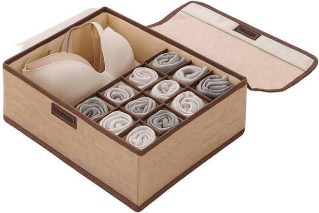 루비홈 프리미엄 속옷 양말 정리함 커버형, 베이지