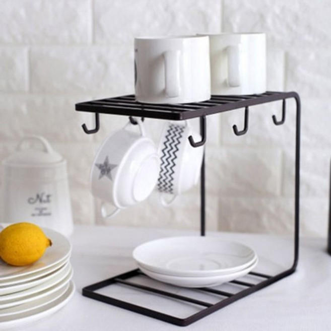주방컵걸이 그릇접시정리대 건조대 컵꽂이, 블랙