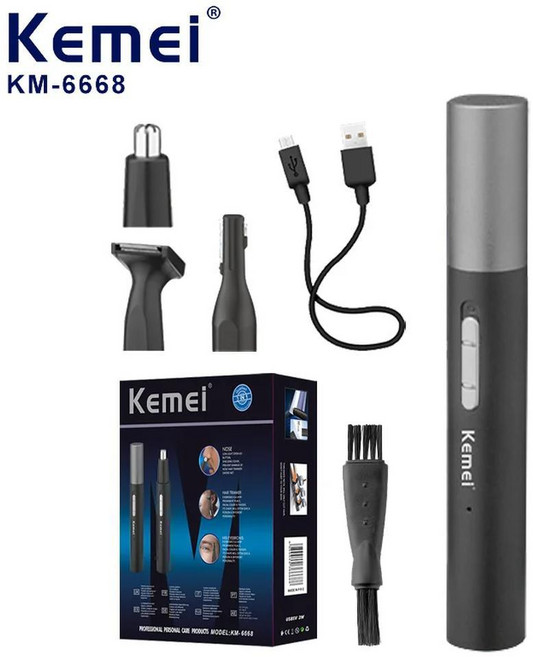 올인원 펜 코털 트리머 남녀 전기 수염 얼굴 바디 눈썹 귀 목선 비키니 라인, 1. KM-6668