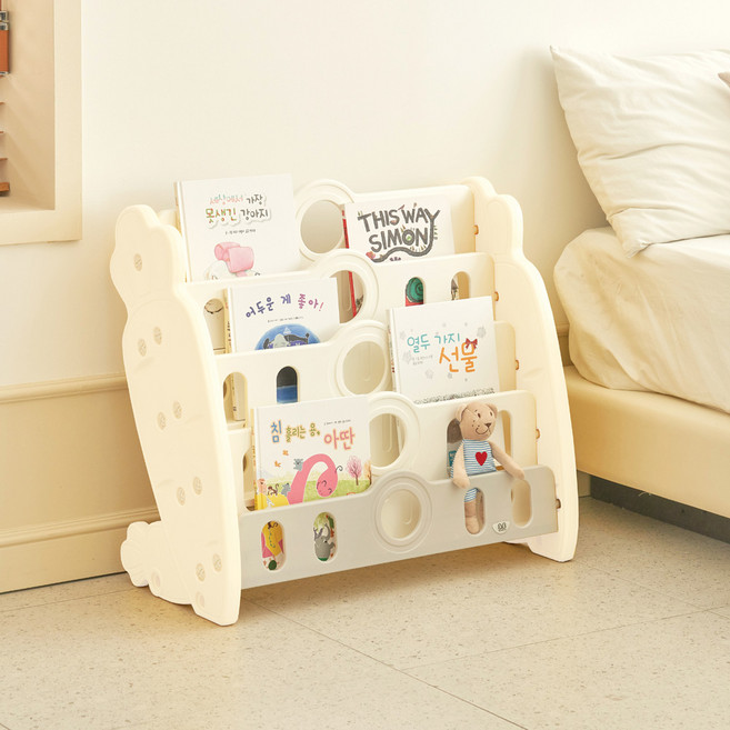 [베네베네On] 캐럿 유아 아기 전면 책장 정리대, 4단 바구니X(C-1타입), 화이트