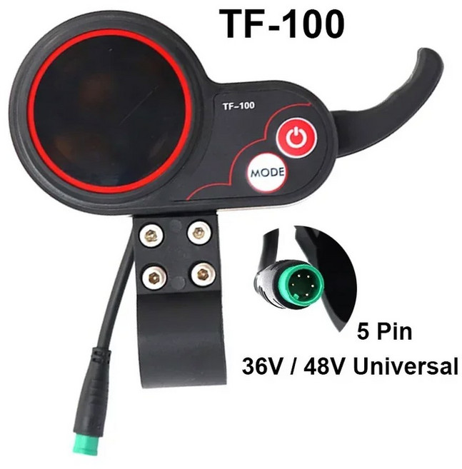 전동킥보드 컨트롤러 부품 전기 스쿠터 LCD 디스플레이 미터 계기판 전원 스위치 스로틀 36V 48V 범용 TF100 SEALUP JH01 LIVIAE NJAXT, TF100 5 Pin, 1개