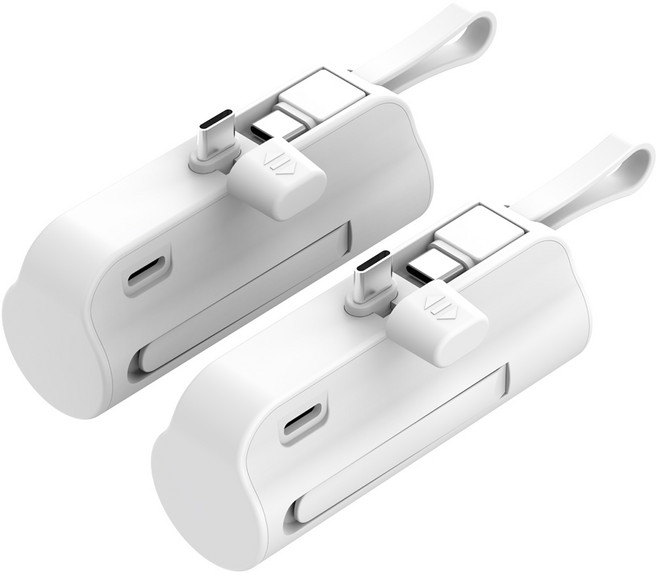 도킹 보조배터리 2in1 일체형 5000mAh 2p, 화이트, 메인 C타입 + 서브 C타입 2p