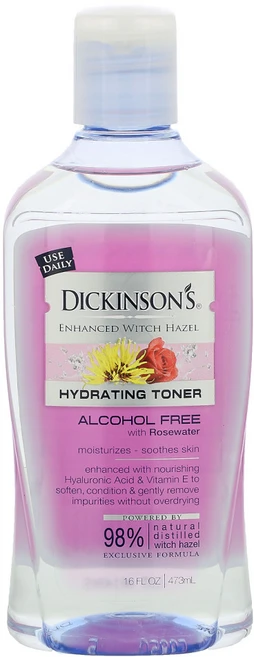 Dickinson Brands 인헨스드 위치하젤 로즈워터 함유 하이드레이팅 토너 473ml(16fl oz) 2팩, 1개, 473ml - 쿠팡