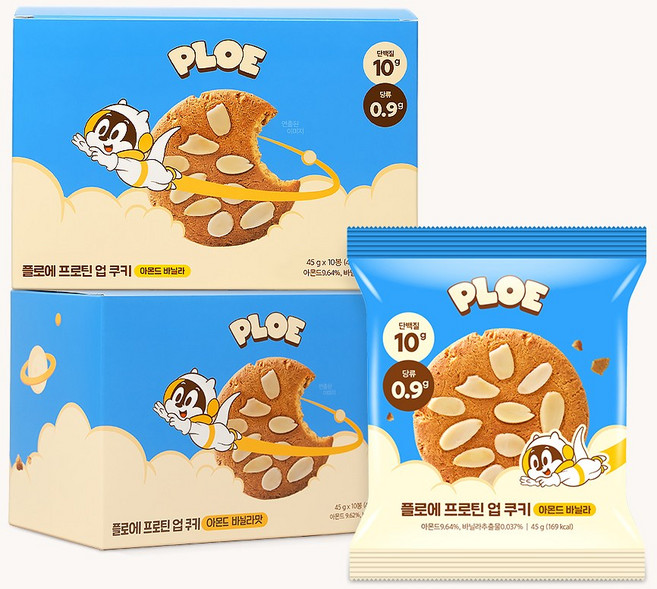 플로에 프로틴업 단백질 쿠키 아몬드 바닐라, 10개, 45g