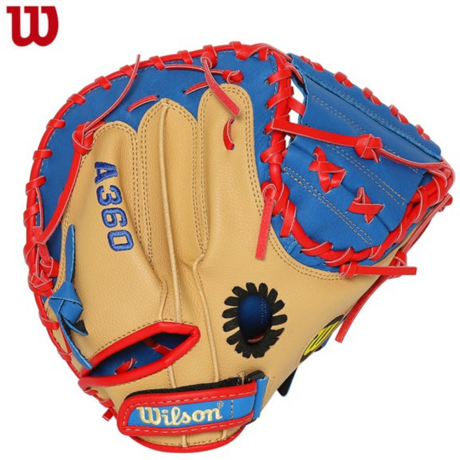 윌슨 윌슨 유소년 A360 KR SMU BL 31.5인치 포수미트 포수글러브, 우투(오른손잡이용), 1개, 브라운/블루