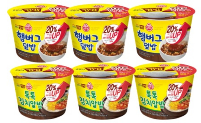 오뚜기 컵밥 톡톡김치알밥x3 + 햄버그덮밥x3 즉석컵밥, 1세트, 222g