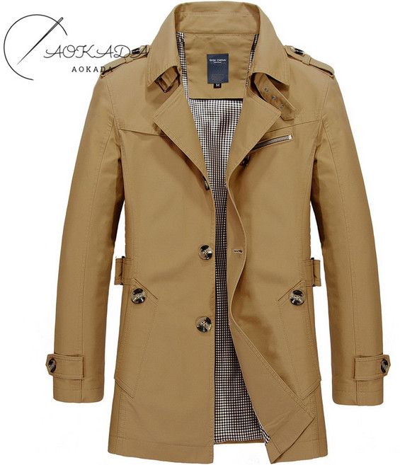 AOKADA 남성 트렌치 환절기 하프코트 클래식 코트 캐주얼 통근 자켓