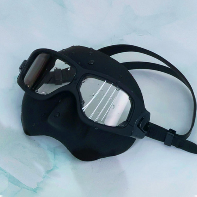 [DEEPLY] 디플리 레브 마스크 오로라 스노클링 프리다이빙 스쿠버 물놀이 물안경, 기본 케이스, 블랙+무광블랙