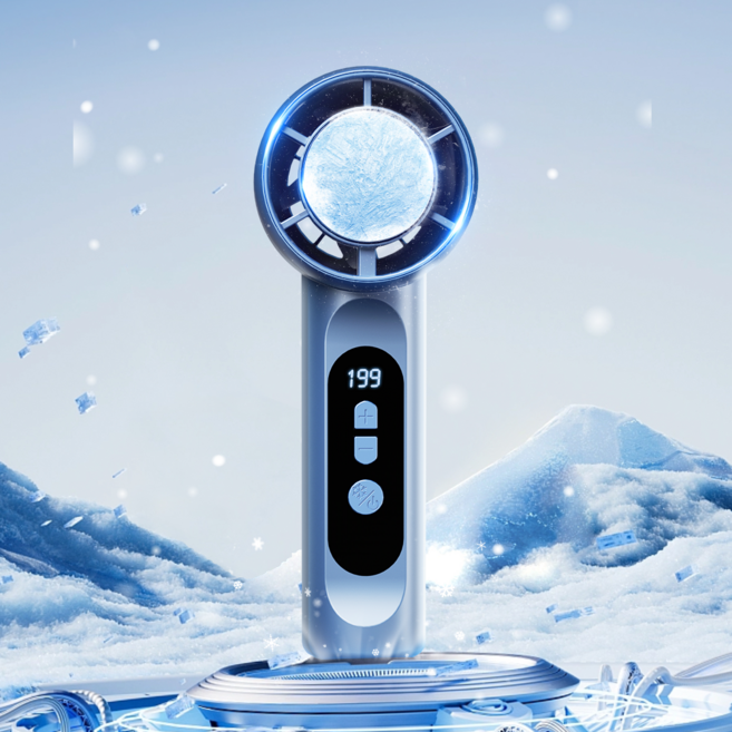 미니트 아이스터보 급속 냉각 에어컨 무선 휴대용 선풍기, 블루, SRS05