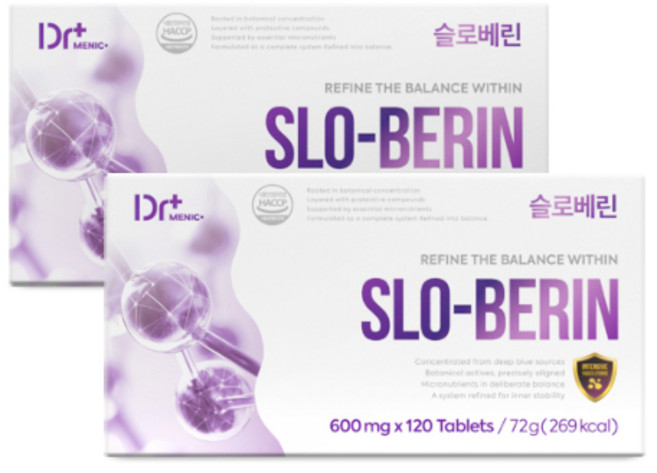 [정품] 닥터메닉 슬로베린 식약청인증 HACCP 베르베린, 2개, 120정