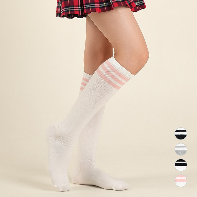 노디자인 학생용 삼선 니삭스 3켤레 세트