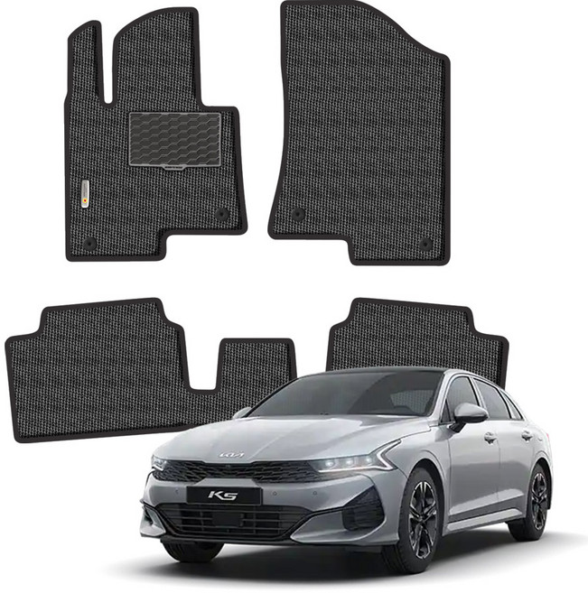K5 3세대/DL3 본투로드 매쉬 코일매트 카매트 1+2열, 하이브리드/2열고리X/19년12월~/KF175, 블랙