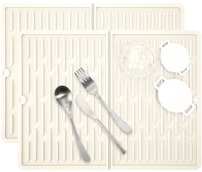 폴더형 실리콘 드라잉매트 2P, 아이보리, 2개, 2단