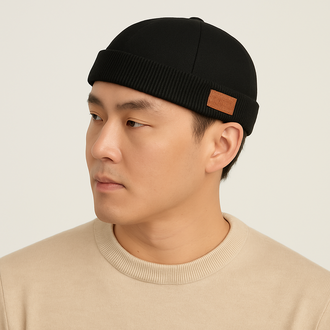 앤오비 와치캡 패치워크 숏비니 스트릿 데일리 챙없는 레옹 모자