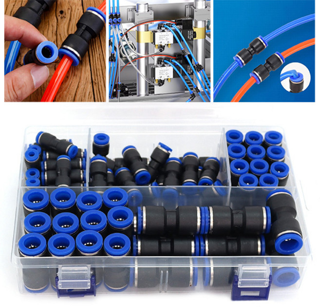 에어 공압 호스 공기 피팅 원터치 카플러 5종80개 세트, 1개