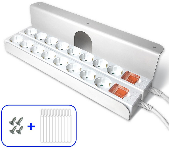 슈파이지업 멀티탭 거치대 정리함 콘센트 전선 선정리 책상 선반, 화이트, 1개