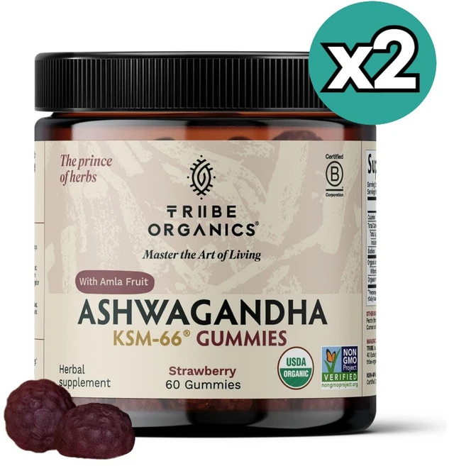 TRIBE ORGANICS 아슈와간다 KSM66 Ashwagandha 구미젤리 60개입 x2통 아쉬와간다 아쉬아간다 인도인삼 - 쿠팡