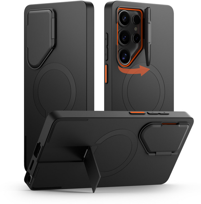 서리치 갤럭시 S25 시리즈 슬림 맥세이프 킥스탠드 카메라보호, 블랙, 1개