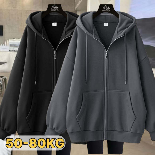 여성 편한 후드 집업 바람막이 자켓 봄 가을 운동 티셔츠 아우터 빅사이즈