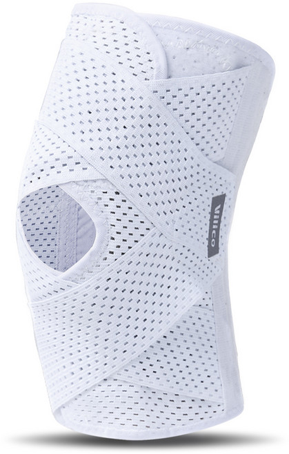 무릎 보호대 더블스트랩 세트 슬개골 관절 압박 밴드 고탄력, 흰색, 1개