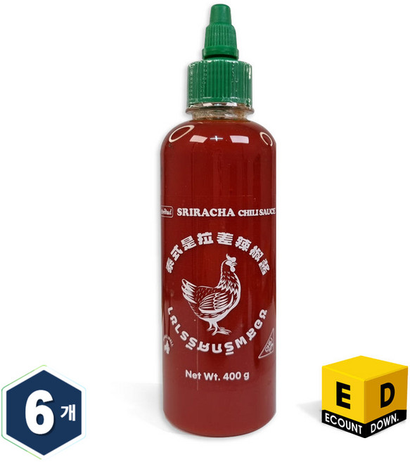 닭표 0칼로리 스리라차 핫 칠리소스 고추함량 70%, 400g, 6개