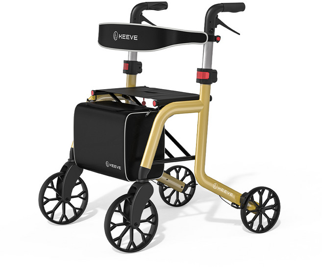 키브 성인용 롤레이터 보행기 어르신 실버카 보조보행기 KV-2 골드, 1개