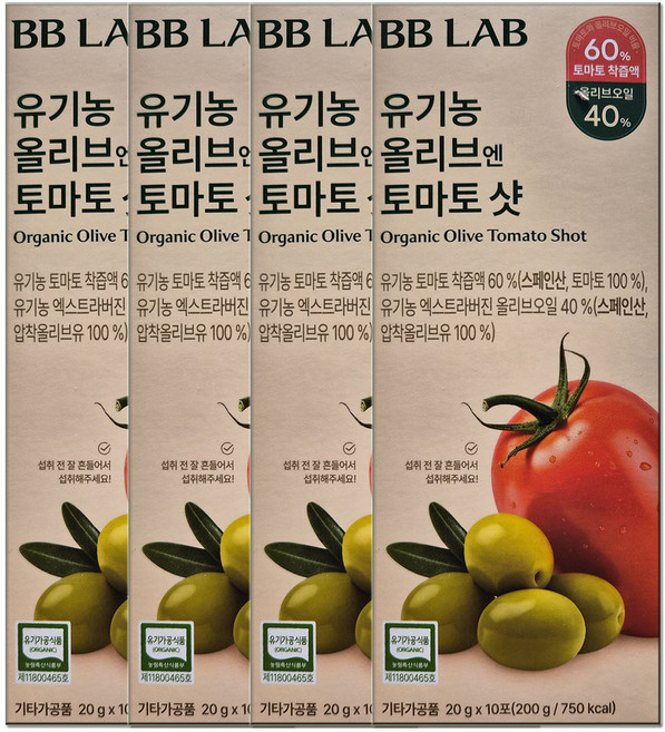 비비랩 유기농 올리브엔 토마토 샷 듀얼샷스틱 엑스트라버전 오일, 4박스, 200g