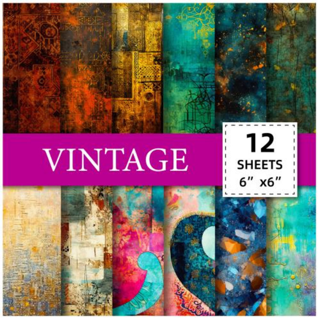 12 시트 스크랩북 종이 15x15cm 크리스마스 저널 플래너 패드 Cardsto 배경 카드 DIY Art Craft 장식, Vintage 1730