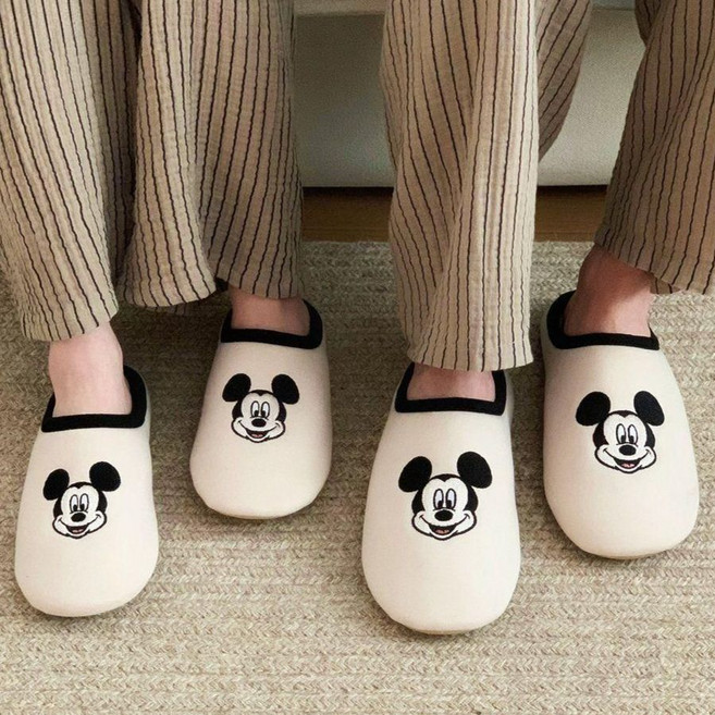 미키마우스 커플 실내화 미키 미니 거실 사무실 슬리퍼 캐릭터 남녀공용 거실화, 블랙