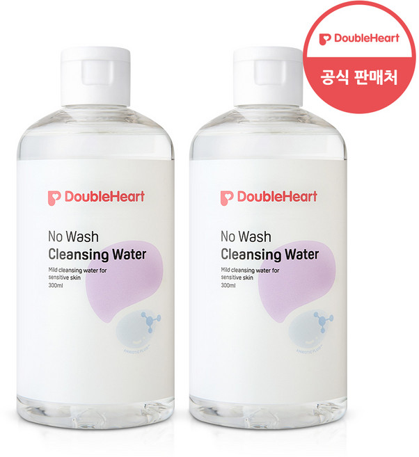 더블하트 노워시 저자극 베이비 클렌징워터, 2개, 300ml