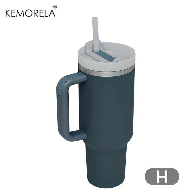 손잡이 뚜껑이 달린 맞춤형 텀블러 스테인레스 스틸 빨대 물병 진공 보온병 컵 여행용 자동차 커피 머그잔 40oz 887ml, 1개, 08 H