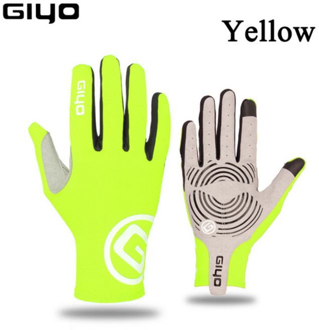 GIYO 터치 스크린 전체 반 손가락 젤 통기성 스포츠 사이클링 장갑 MTB 도로 자전거 타기 레이싱 여성 남성 자전거 장갑, XXL, [00] Green Long