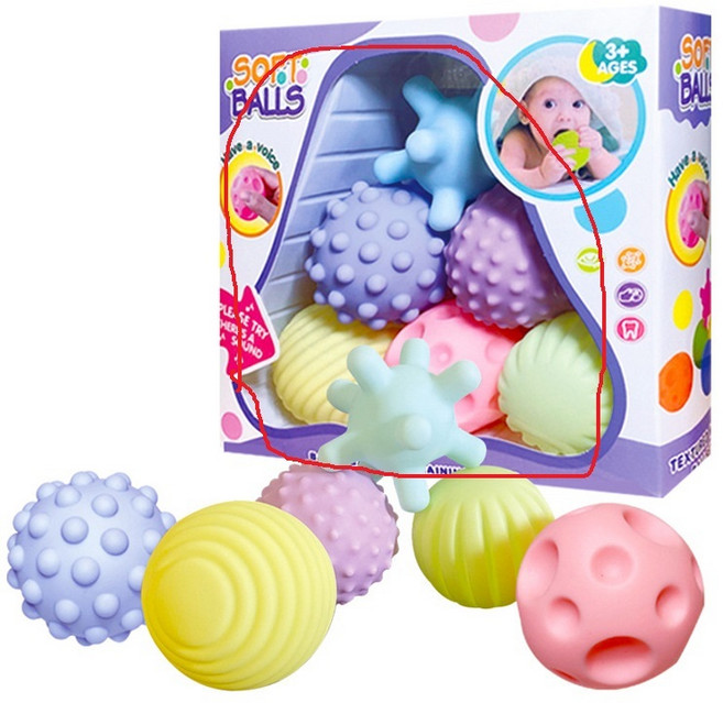 貝月 妮妮 多紋理感官訓練球 6.5公分寶寶觸感球 早教手抓按摩捏捏叫球套裝, 1個, A-01馬卡龍系列-六件組【紙盒-現貨】, 馬卡龍系列