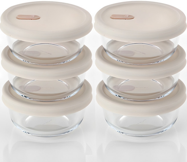 네오플램 내열유리 전자레인지용기 냉동 밥보관 용기 360ML 6P세트, 1세트, 360ml 6P