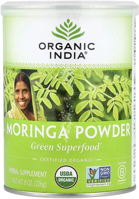 Organic India 모링가 그린 슈퍼 푸드 226g(8oz), 6개 - 쿠팡