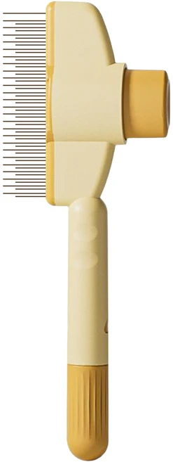 라피아노 반려동물 원터치 브러쉬 저자극 강아지 고양이 빗, 옐로우, 1개 - 쿠팡